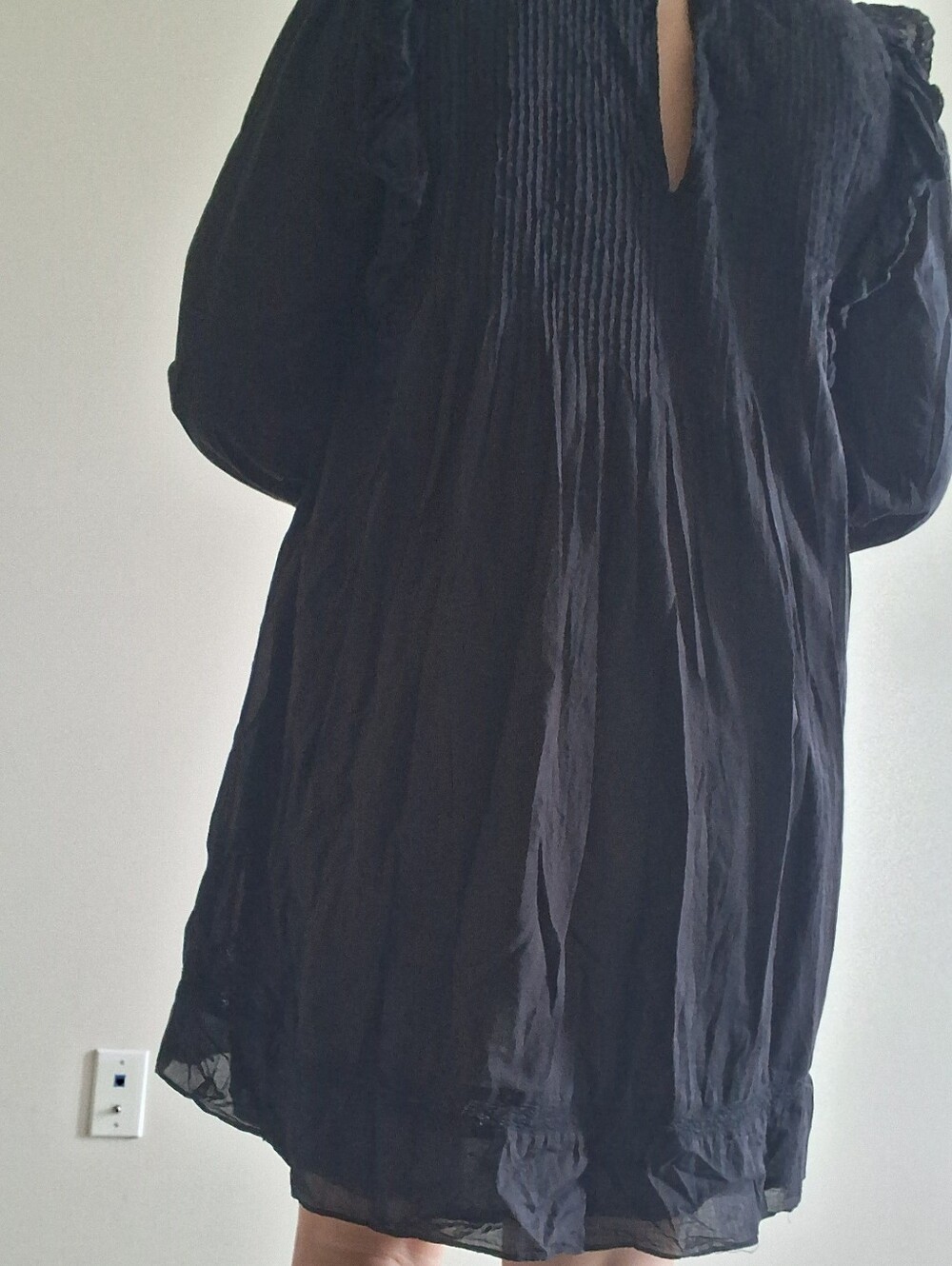 Aritzia Wilfred La Boheme Elie Broderie Cotton Lace Eyelet Dress Black Large - Picture 10 of 12